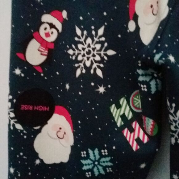 No Boundaries NOBO Leggings Christmas Santa Penguin Lined Jr Medium 7-9 New OOS - Picture 4 of 7